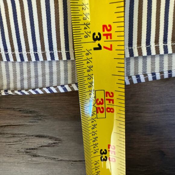 IKE BEHAR Blue White Brown Striped Button Down Shirt Size Large Men's Career - Picture 10 of 13